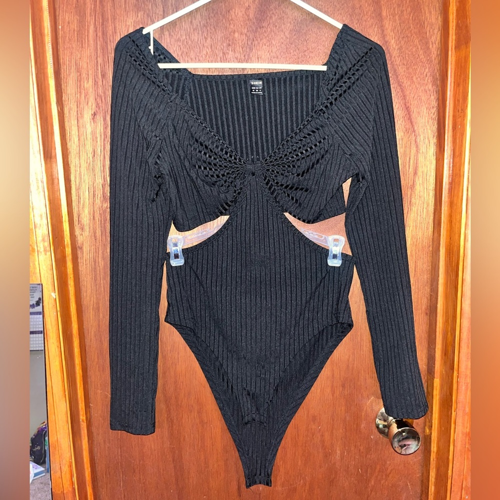 Black, stripped texture, body suit🖤